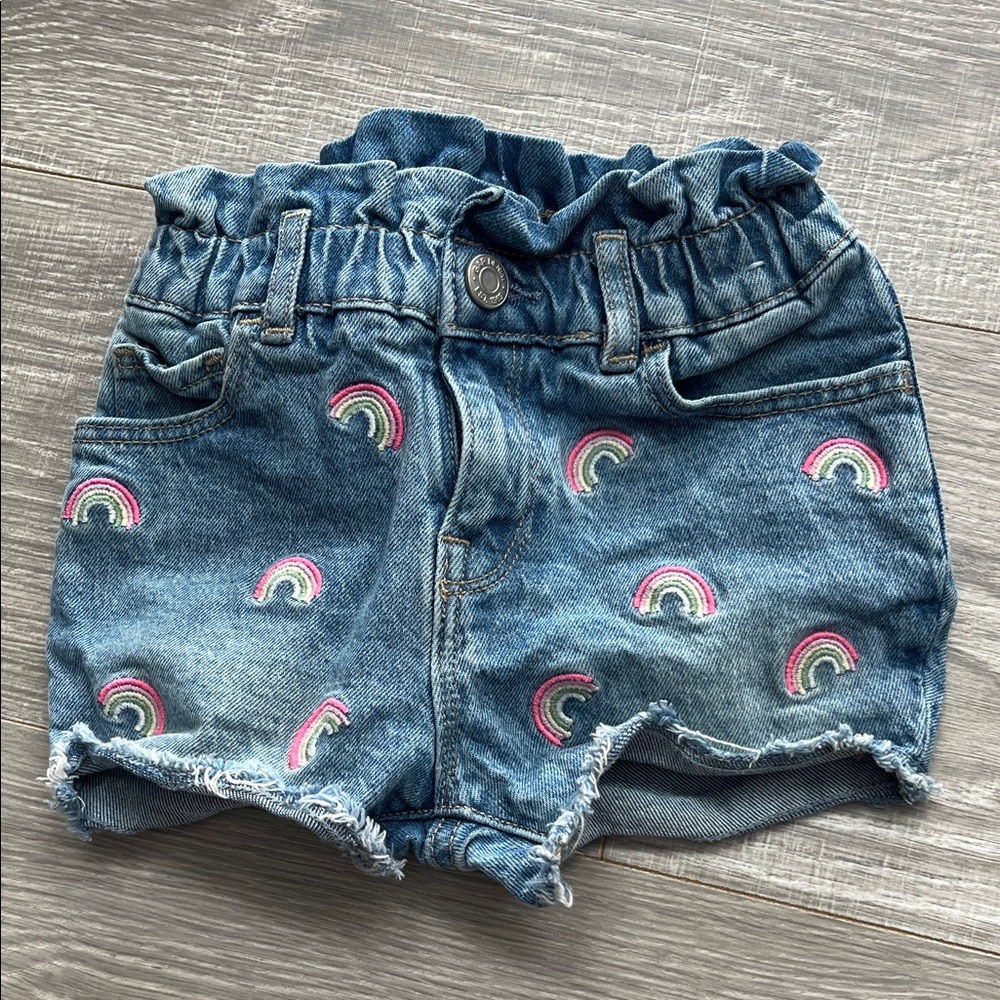 GAP Kids Denim Shorts with Rainbow Embroidery